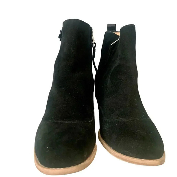 Bill Blass Floral Beaded Floral Embellished Black Suede Heeled Ankle Boots-9 - Picture 3 of 8